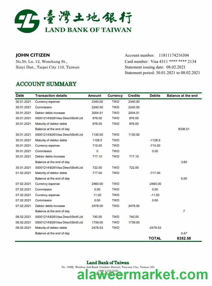Taiwan Land Bank of Taiwan excel pdf